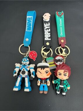 Keychain - Marvel, Popeye & Demon Slayer Keychains/Bag charms Trio